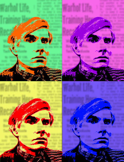 Colorful acrylic print depicting Andy Warhol, a pioneer of pop art.