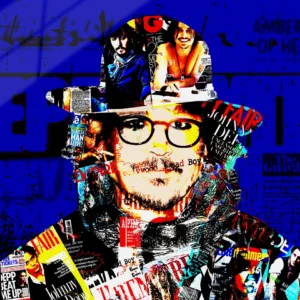 One-of-a-kind Johnny Depp acrylic pop art print in high-gloss, blending dropout roots and Hollywood rebellion into chaotic glory – Chaos with Colors.
