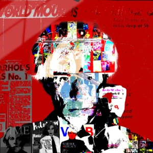 One-of-a-kind Andy Warhol acrylic pop art print in high-gloss, blending Pittsburgh roots and Pop Art revolution into chaotic glory – Chaos with Colors