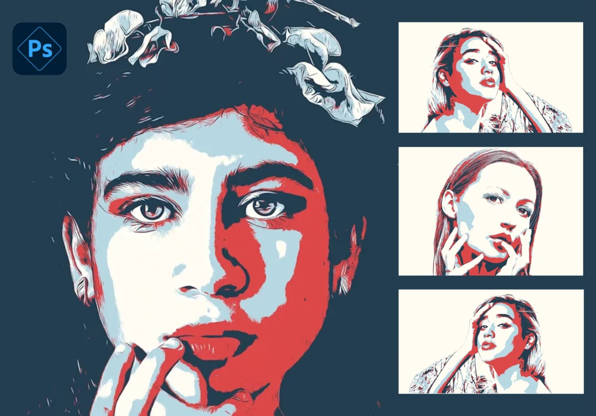 Adobe Photoshop Express app editing pop art photo with color and contrast tools