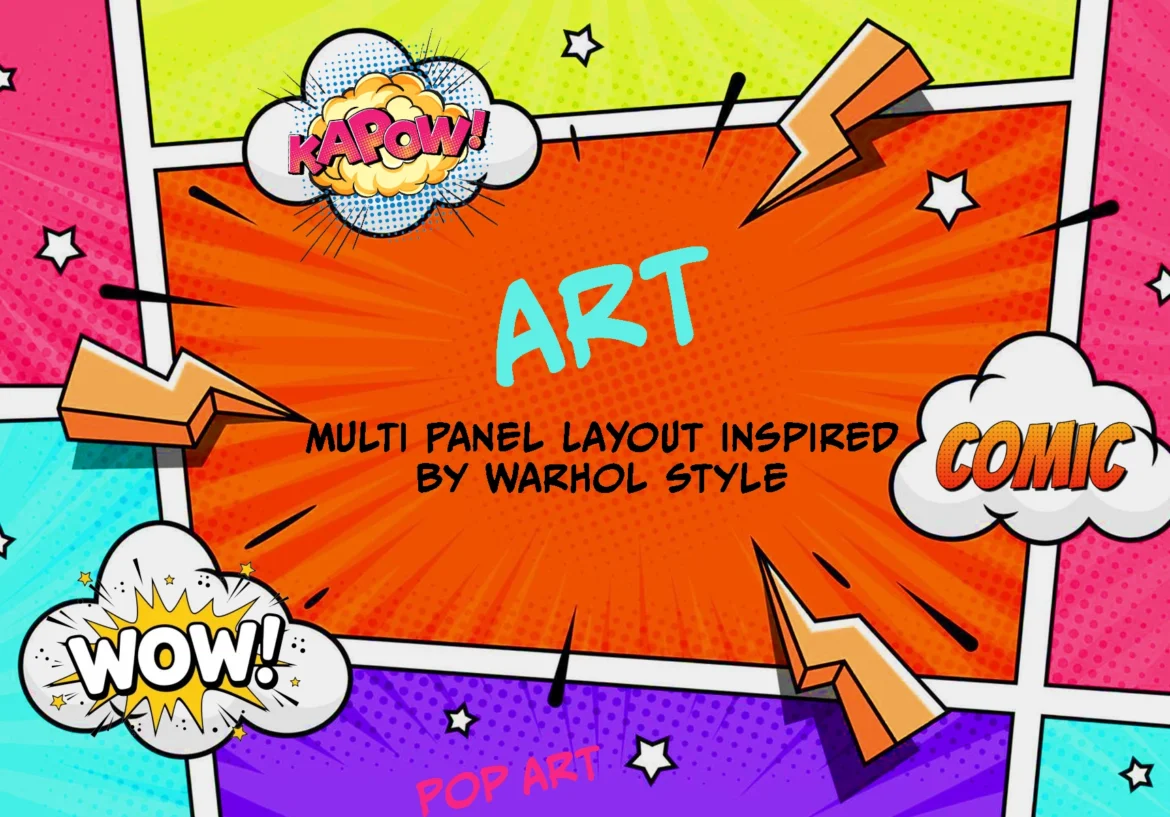 pop art multi panel layout with repeated portraits in different color variations