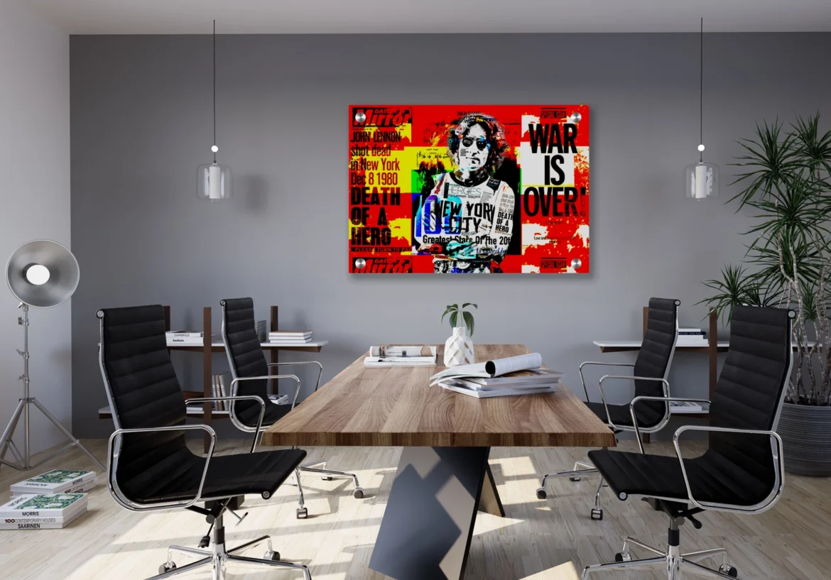 One-of-a-kind pop art portrait for commercial interior — acrylic wall art by Chaos with Colors
