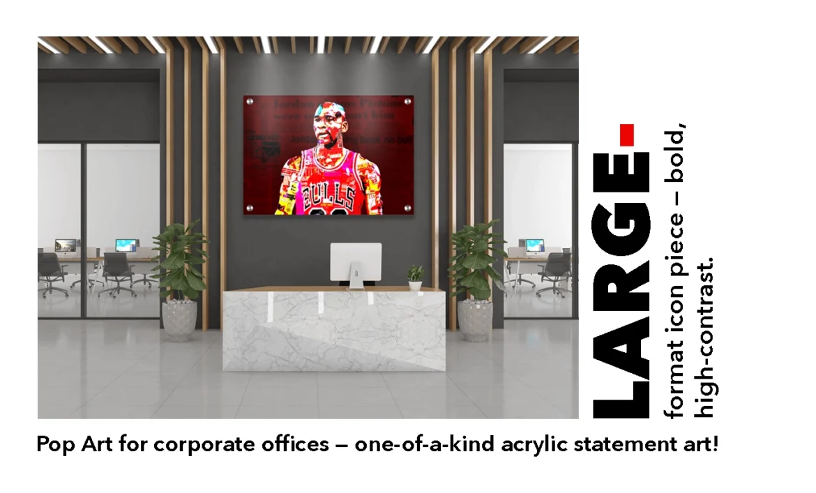 Pop art for corporate offices — one-of-a-kind acrylic statement art by Chaos with Colors
