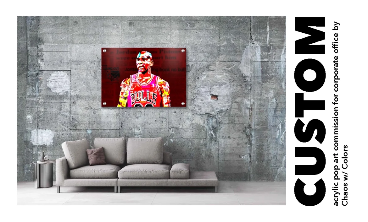 Commission pop art for corporate offices — one-of-a-kind acrylic art by Chaos with Colors