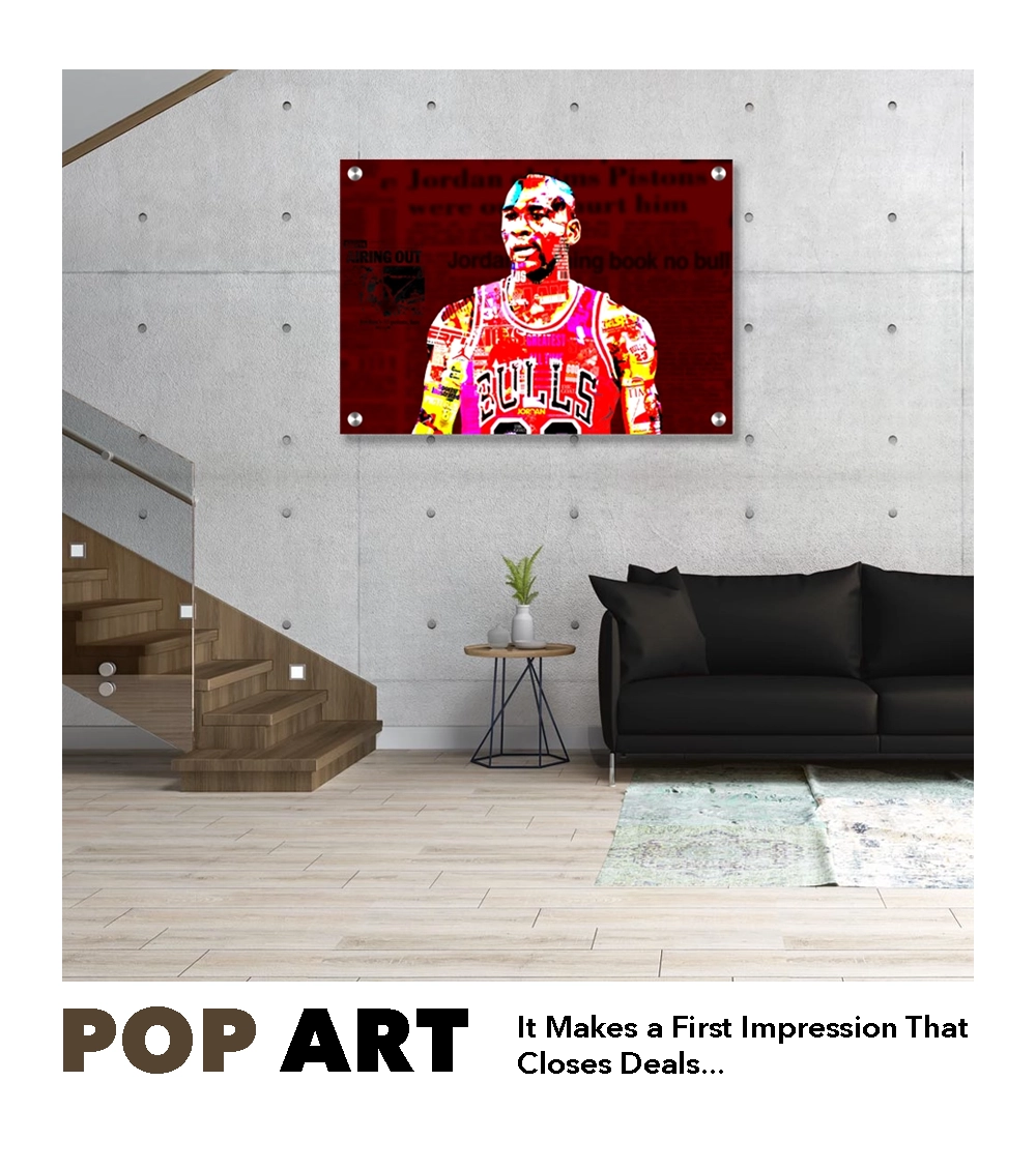 Bold pop art for corporate lobby area — acrylic brand statement art by Chaos with Colors