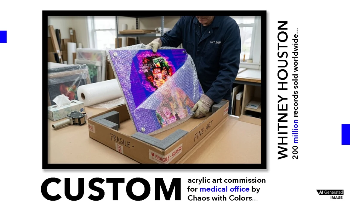 Behind the scenes, packing — custom acrylic art commission for medical office by Chaos with Colors