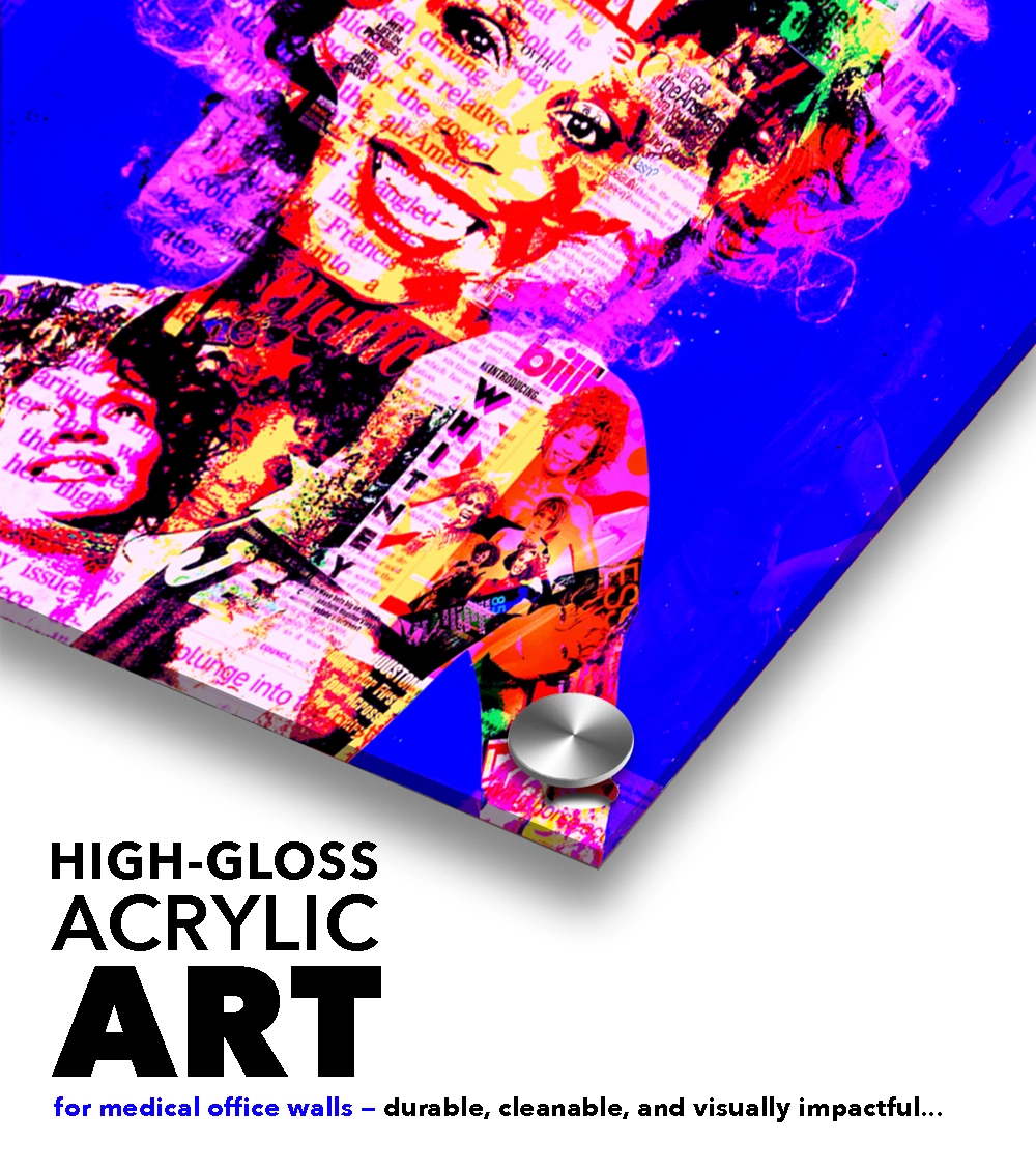 High-gloss acrylic art for medical office walls — durable, cleanable, and visually impactful by Chaos with Colors