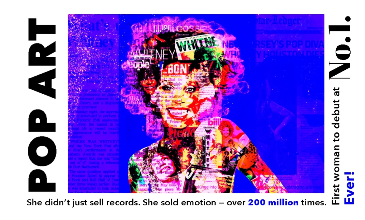Whitney Houston Art for medical offices — one-of-a-kind acrylic wall art for healthcare spaces by Chaos with Colors