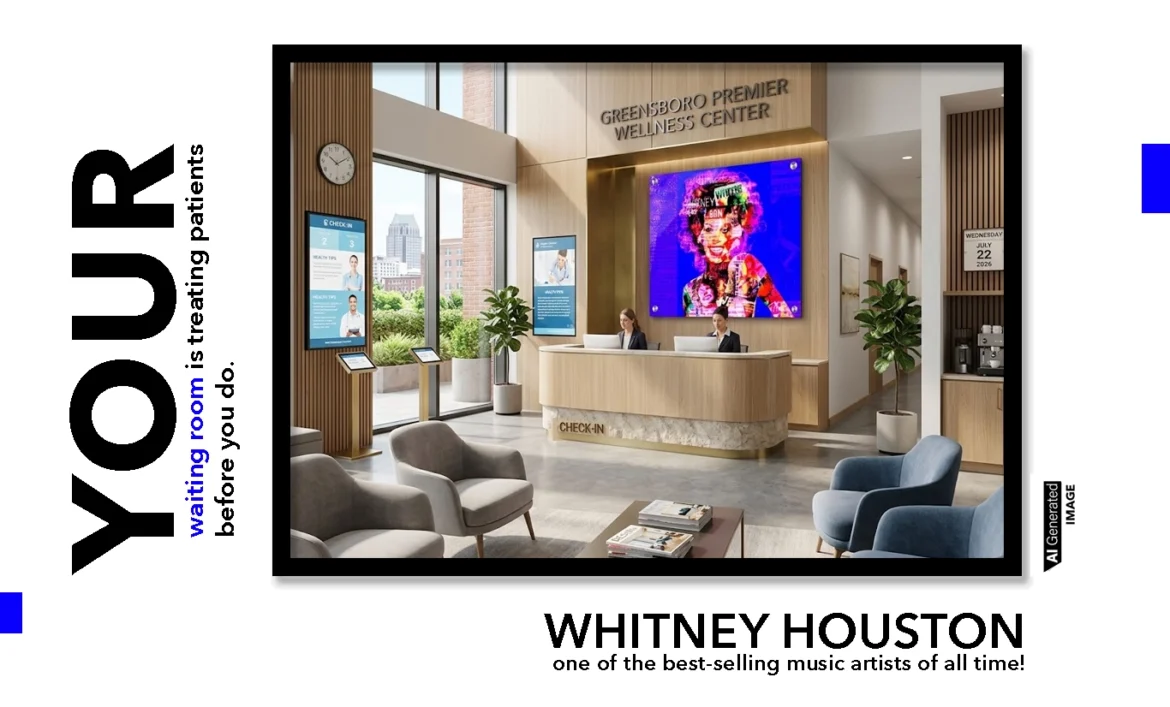 Whitney Houston Statement acrylic art for medical office — bold, one-of-a-kind piece by Chaos with Colors